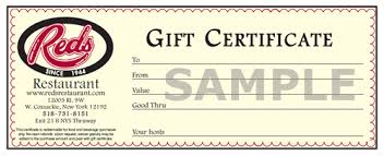 Gift cards are not just available in common retail stores, rather they can easily be purchased from movie theater, candy store, fast food establishments, video rental stores etc. Gift Certificates Reds Restaurant Fresh Seafood Wine Bar In Coxsackie