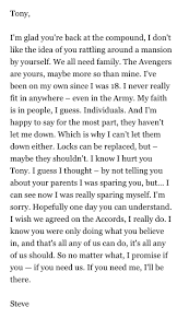 Steve S Letter To Tony At The End Of Civil War Marvel Quotes Marvel Superheroes Marvel Avengers