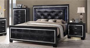 Black and silver queen bedroom set. Buy Myco Martina Queen Panel Bedroom Set 3 Pcs In Black Faux Leather Online
