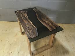 Black Epoxy Resin English Walnut Table Walnut Side Tables Resin Table Epoxy Resin Table