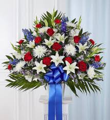 Red white blue flowers images. Heartfelt Sympathies Red White Blue Funeral Flowers In Brooklyn Ny Mary S Florist Corp