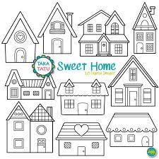 Sweet Home Digital Stamp Pack Black And White Clipart House Clipart Home Clipart House Clip Digital Stamps Clip Art Digi Stamp