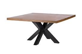 table a manger carree chene metal pied croise 150 cm oka infos et dimensions largeur 150 cm p tables a manger carrees table a manger table salle a manger