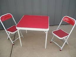 Don't forget to download this kids folding table and chairs for your home improvement reference, and view full page gallery as well. Antique Vintage Childrens Kids Folding Metal Table And Chair Seats Two Table And Chairs Metal Table Metal Lawn Chairs