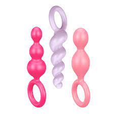 Amazon.com: Satisfyer Anal Plugs 3 Piece Set - Butt Plug, Anal Dildo, 3  Different Structures, Soft Silicone, Increasing Diameter, Retaining Ring -  Ideal for Beginners and Anal Training (Pink/Purple) : Health & Household