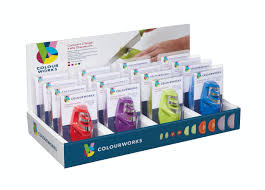Colourworks Brights Display Of 16 Assorted Coloured 2 Stage Compact Knife Sharpeners Colourworks Brights Colourworks Marques Et Collections Kitchencraft