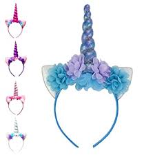 Unicorns horn with flowers and eyelashes card, invitation or apparel vector design. Amazon Com Hmgood Unicorn Headband Unicorn Horn Photo Props Cosplay Headdress Ears Flower Headband For Halloween Christmas Party Birthday Cosplay Costume Blue Clothing Shoes Jewelry