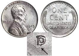 In uncirculated condition the price is around $20 for coins with an ms 63 grade. 1943 D Lincoln Wheat Penny Steel Cent Boldy Doubled Mintmark Coin Value Prices Photos Info