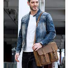 Men Briefcase Genuine Leather Bags Crazy Horse Handbags Office Bags For Mens Messenger Bag Men Leather Laptop Bag Briefcases Messenger Bag Men Shoulder Bag Men Computer Bag Men