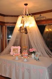 Diy Canopy Made For The Dessert Table At My Daughters Birthday Party Perfect For Her Room Afterward Baby Shower Table Baby Shower Girl Shower