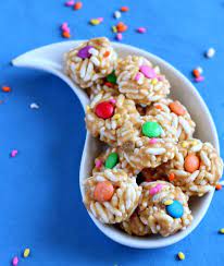 Puffed Rice Peanut Butter Balls Cooking Without Fire Recipe Cooking Without Fire Desserts Kids Cooking Recipes Puffed Rice