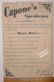 Al Capone S Speakeasy House Rules Poster 11 X 17 Bar Etsy Speakeasy Party Mafia Party Gangster Party