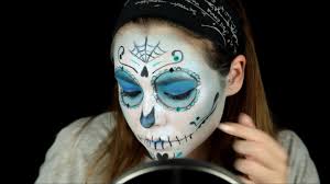 We used a few images from pinterest for inspiration, but kept it really simple, without a lot of detail. Halloween Makeup Tutorial Sugar Skull Face Paint