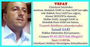 SARI AİLESİNE BAŞSAĞLIĞI DİLERİZ..