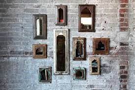 Minaret Mirror Reclaimed Vintage Indian Door Panel Wall Hanging Distressed Jodhpur Salmon Mirror Moroccan Decor Moroccan Mirror Indian Doors Small Wall Mirrors