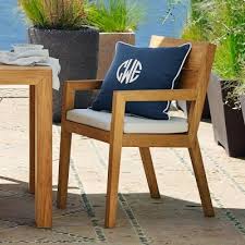 The Natural Beauty Of Solid Teak Brings Warmth To Our Chair S Modern Silhouette Topped With A Thi Outdoor Dining Furniture Outdoor Dining Outdoor Dining Table