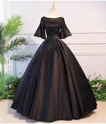 Elegant Black And Gold Ball Gown Find More Movie Tv Costumes Information About Luxury Black Flare Sleeve Princess Cosplay Wonderl Evening Gowns With Sleeves Black Ball Gown Prom Dresses Long