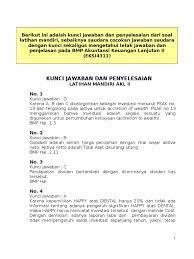 Kunci jawaban praktikum akuntansi keuangan lanjutan 2 salemba empat. Materi 1 Ut Akuntansi Keuangan Lanjutan 2
