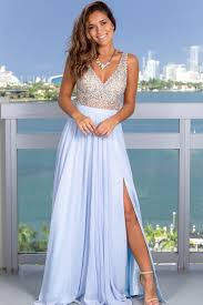 Sky Blue Maxi Dress With Silver Jewels Formal Dresses Saved By The Dress In 2020 Sky Blue Maxi Dress Maxi Dress Blue Dresses