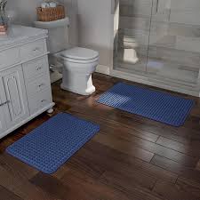 These three durable and comfortable options will work for a variety of styles. Hastings Home Bathroom Rug Set 2 Piece Memory Foam Bath Mats Jacquard Fleece Non Slip Absorbent Runner For Bathroom Kitchen By Hastings Home Navy Blue In The Bathroom Rugs Mats Department At Lowes Com