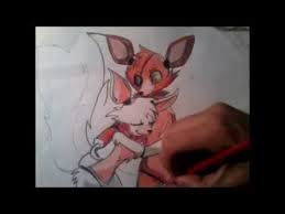 How I Draw Foxy And Mangle Youtube Foxy And Mangle Draw Foxy