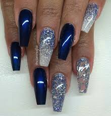 Check out our navy blue nails selection for the very best in unique or custom, handmade pieces from our acrylic & press on nails shops. Pin By Vania Rocha On Beauty Blue And Silver Nails Prom Nails Silver Blue Coffin Nails