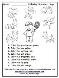 This Free Worksheet Allows Students To Practice Reading Color Words And Bug Vocabulary Visit My Freeb Following Directions Worksheets For Kids Bugs Preschool