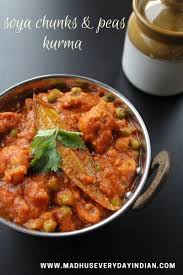 Soya Chunks And Peas Kurma Madhu S Everyday Indian Recipe Tasty Vegetarian Recipes Curry Recipes Vegan Curry Recipes
