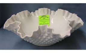 Fenton Milk Glass Hobnailed Patterned Fruit Bowl
