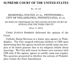 The case will determine whether the city of philadelphia can continue refuse to use the foster care agency catholic social services, based on the fact that the group will not place. Supreme Court Sides With Philadelphia Catholic Agency In Dispute Over Same Sex Foster Parents Twitter