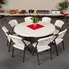 Provide at least 24 inches of space behind each chair when someone is sitting in it. Lifetime 60 Inch Round Table And 8 Chairs Combo