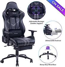 Von Racer Massage Gaming Chair Racing Office Chair Adjustable Massage Lumbar Cushion Retract Office Chair Lumbar Support Reclining Office Chair Gaming Chair