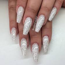70 long acrylic nails design ideas. White And Sliver Coffin Acrylic Nails New Expression Nails