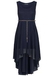 Styleboom Fashion Damen Kleid Vokuhila Spitze Gummizug Mit Bindegurtel Navy 77onlineshop Fashion Dresses Everyday Dresses Fancy Dresses
