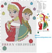 Elsa And Anna Merry Christmas Cross Stitch Pattern Free