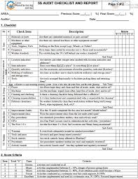 Safety examiners can check a company's training, equipment and disaster preparation with this printable workplace safety checklist. 5s Audit Checklist And Report Continuously Improving Manufacturing