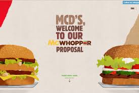 Stop by your local mcdonald's to try our selection from a enjoy a favorite from the mcdonald's burger menu and pick from a large selection of classic burgers like the big mac®, or pick a fresh beef burger like the. Don T Compare Our Rivalry To War Mcdonald S Rejects Burger King S Mcwhopper For Peace Day Pr Stunt Pr Week