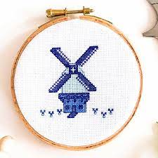 19 1/8 x 20 1/8. Dutch Windmill Cross Stitch Kit Studio Koekoek