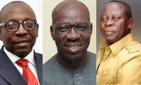 Image result for oshiomhole dances with Obaseki