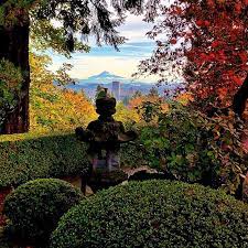 Downtown Portland And Mt Hood From The Japanese Garden In Portland Portlandjapanesegarden Fallco Portland Japanese Garden Japanese Garden Downtown Portland