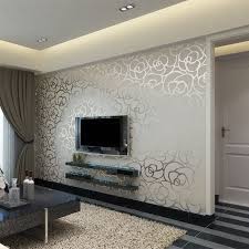 Maybe you would like to learn more about one of these? White Silver Floral Patterned Wallpaper Black Grey Striped Floor Dining Room Wa Accent Walls In Living Room Wallpaper Living Room Living Room Decor Inspiration