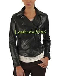 details about women zipper jacket 100 real lambskin black leather party casual designer 44