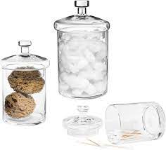 For recycling, inside mechanisms must be removed. Clear Glass Apothecary Jar Canisters With Lids Set Of 3 Mygift