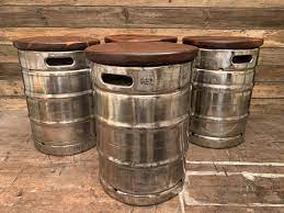 The keg has been fitted with 6mm of toughened glass on the top, to produce a sturdy table. Authentic Vintage Barrel Stool Keg Stool With Removable Deep Reclaimed Timber Seats 4 Stools Available Vinterior