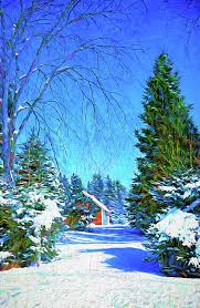 Red Shack Tucked Away in Winter Coffee Mug by Carol Randall