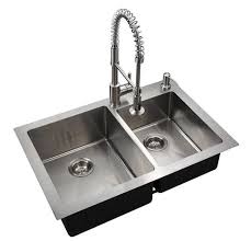 Available in a variety of materials, fitting kitchen sinks play a crucial role in the running of any home, and can also form a major part of an interior design. Tuscany Dual Mount 33 Stainless Steel 2 Hole Double Bowl Kitchen Sink Sk4011 On Designer Pages