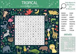 In daily word search, your computer becomes the pencil and the eraser. Vector Summer Wordsearch Puzzle For Kids Keyword With Tropical Animals And Birds For Children Educational Jungle Crossword Activity With Cute Funny Characters Royalty Free Cliparts Vectors And Stock Illustration Image 144753273
