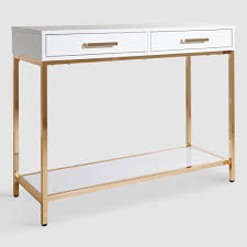 White And Gold Reid Console Table With Drawers By World Market Modern Console Tables White Console Table Modern Console