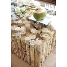 Mesa Baja De Cristal Y Teca Efecto Envejecido An 110 Cm Dune Table Basse Verre Table Basse Teck Table Basse