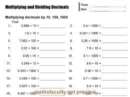 Number concepts, addition, subtraction, multiplication, division, order of operations, fractions and decimals, graphing, and time. Multiplying And Dividing Decimals Mathsfaculty Dividing Decimals Decimals Multiplying Decimals